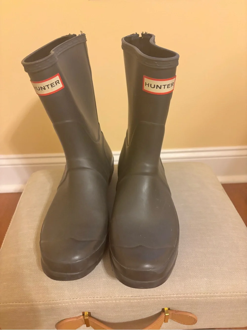 Hunter Olive Rubber Mid-Calf Rain Boots with Logo